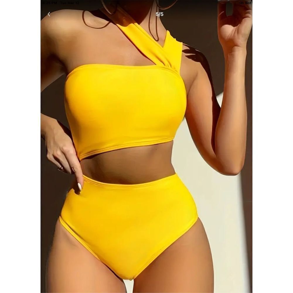 New Women’s Asymmetrical Yellow One Piece Swimsuit M